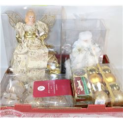 FLAT WITH ASSORTED CHRISTMAS BALLS & ANGELS