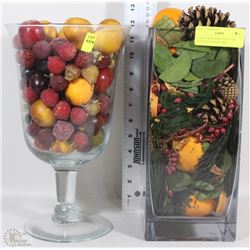 LARGE FRUIT BOWL AND VASE WITH FRUIT POTPOURRI