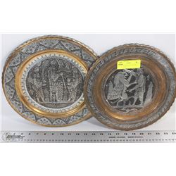 2 VIKING COPPER AND PEWTER WALL PLATES