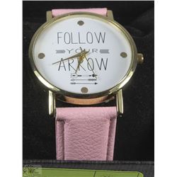 FOLLOW YOUR ARROW WATCH WITH PINK STRAP