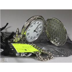SILVER COLOR POCKET WATCH WITH CHAIN NEW