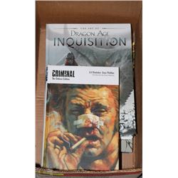 FOUR ASSORTED BOOKS INCLUDING DRAGON AGE, CRIMINAL