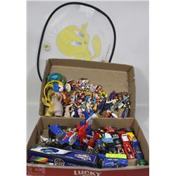 2 FLATS OF COLLECTIBLE TOYS; HOT WHEELS, DISNEY