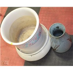 VASE AND PLANTER ON ROLLING STAND