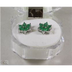 7)NATURAL ENHANCED EMERALD  .925 SILVER EARRINGS
