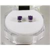 Image 1 : #11)NATURAL AMETHYST OVAL  .925 SILVER EARRINGS