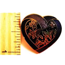 PURPLE ENAMEL HEART SHAPED BROOCH