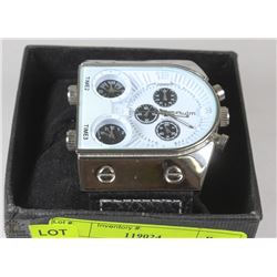 OULM ANALOG WATCH WITH TRIPLE TIME ZONE CAPABILITY