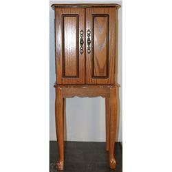 LARGE WOODEN JEWELRY BOX WITH TWO DOORS & FOUR