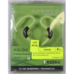 KEEKA SPORTS EARPHONES WITH MIC FOR SAMSUNG,