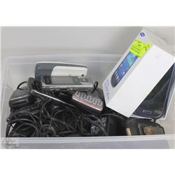 BOX WITH CELL PHONES AND CHARGERS - VARIOUS MAKES
