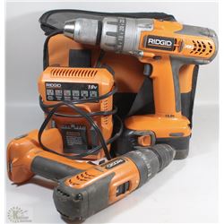 2-RIDGID 1/2" DRILLS WITH 1 BATTERY AND 1 CHARGER