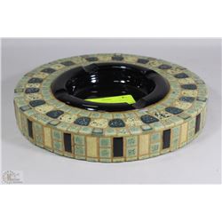 VINTAGE ASHTRAY WITH MOSAIC TILES 9.2" DIAMETER