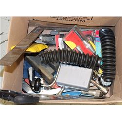 BOX OF ASSORTED TOOLS-SOCKETS+PLANER+SAWS