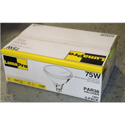 CASE OF 6 LUMA PRO 75WATT HALOGEN SPOT LAMPS