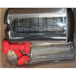 BOX WITH TOASTER OVEN AND DUMBBELLS