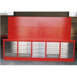 10' 20 DRAWER HEAVY DUTY METAL WORK BENCH WITH