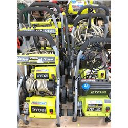 PALLET WITH 6 RYOBI AS IS PRESSURE WASHERS
