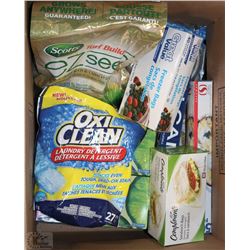 BOX WITH LAUNDRY DETERGENT+KLEENEX+FREEZER BAGS