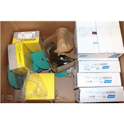 BOX OF SANDING DISCS AND 3" BOLTS