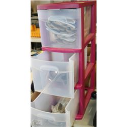 STERLITE 3 DRAWER STORAGE ORGANIZER WITH CONTENTS