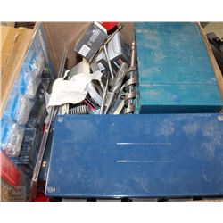 BOX WITH STORAGE COMPARTMENTS AND CONTENTS AND