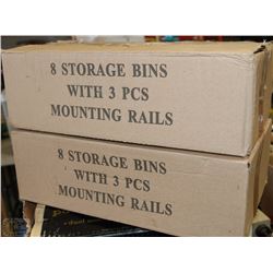 TWO 8 STORAGE BIN WITH 3PCS MOUNTING RAILS