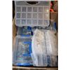 Image 1 : BOX OF ASSORTED CLEAR BINS WITH NUTS+BOLTS,ETC