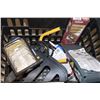 Image 1 : CRATE WITH HALOGEN LAMP, TOOLS, ETC