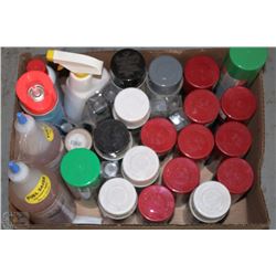BOX OF SPRAY PAINT AND CLEANERS