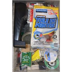 CRATE OF PAINTNG SUPPLIES