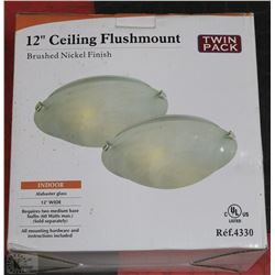 BOX WITH TWO 12" FLUSH MOUNT LIGHT FIXTURES