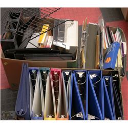 3 BOXES WITH NEW/USED OFFICE SUPPLIES INCL. BINDER