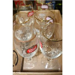 6 STELLA  STEMMED BEER GLASSES