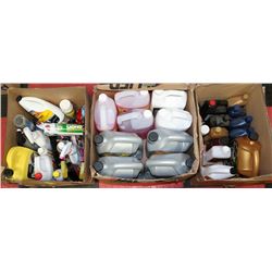 LARGE BOX OF AUTOMOTIVE OILS, BRAKE FLUID, POWER