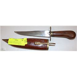 VINTAGE CYPRUS KNIFE WITH LEATHER AND BRASS SHEATH