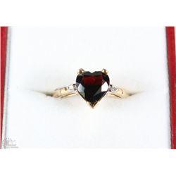 10K YELLOW GOLD PLATED GARNET & DIAMOND RING