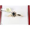 Image 1 : 10KT YELLOW GOLD DIAMOND AND SAPPHIRE RING W/COA
