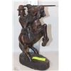 Image 1 : WOOD STATUE OF WARRIOR WITH HORSE
