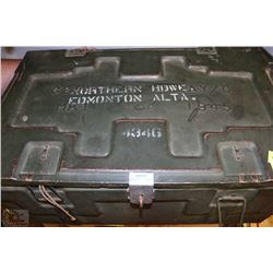 LARGE 1945 MILITARY AMMO BOX WITH WAR CLOTHING,
