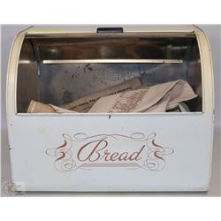 VINTAGE BREAD BOX WITH RICE SACKS, RICE BAGS AND