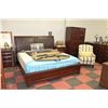 Image 1 : KING SIZE DARK WOOD BEDROOM SUITE WITH BED FRAME,