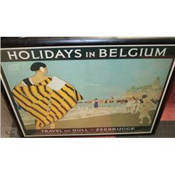 FRAMED "HOLIDAYS IN BELGIUM" PICTURE 32"W X 25"H