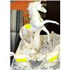 Image 1 : LOT OF 3 WHITE CERAMIC HORSE STATUES