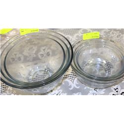TWO 3 PC SETS OF ANCHOR HOCKING MIXING BOWLS