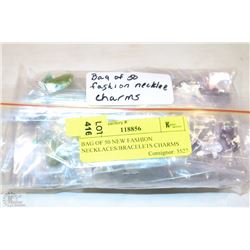 BAG OF 50 NEW FASHION NECKLACES/BRACELETS CHARMS