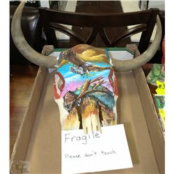 HAND PAINTED GENUINE BOVINE SKULL