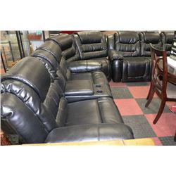 NEW BLACK LEATHERETTE RECLINING SECTIONAL