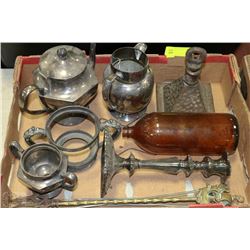 ESTATE TRAY OF SILVERPLATED COLLECTIBLE ITEMS