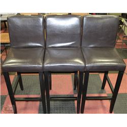 LOT OF 3 LEATHERETTE BAR LEVEL STOOLS